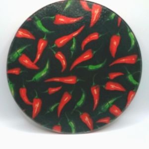Fiery Chili Pepper Medley 8-inch Tempered Glass Cutting/Serving Board